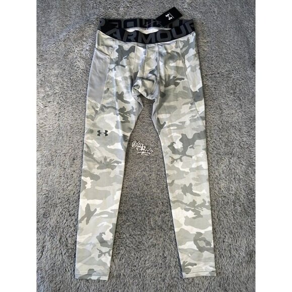 Under Armour Cold Gear Camo Printed Legging SZ Large Men White Grey 1381747-011